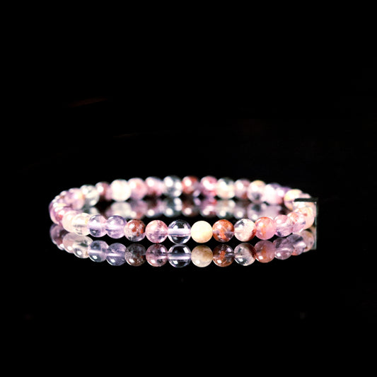 Premium Fluorite 6mm bracelet sterling silver men - rainbow stone PARAT Marbella