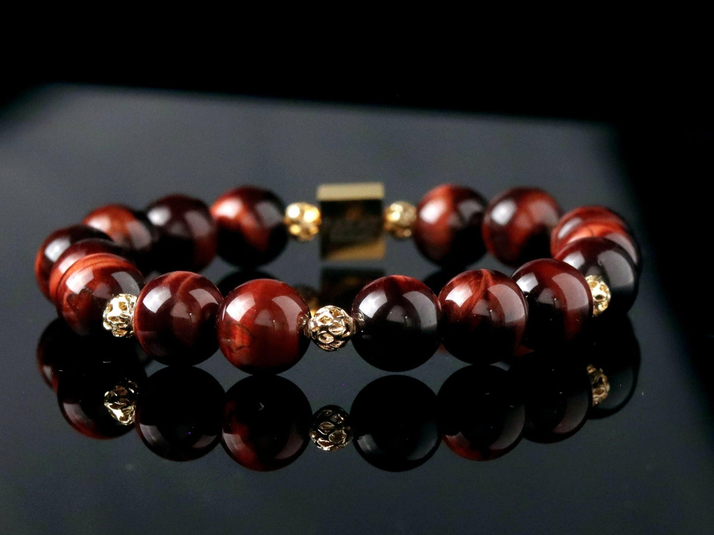 Red Tiger Eye Bracelet (14K Gold) - Parat Marbella