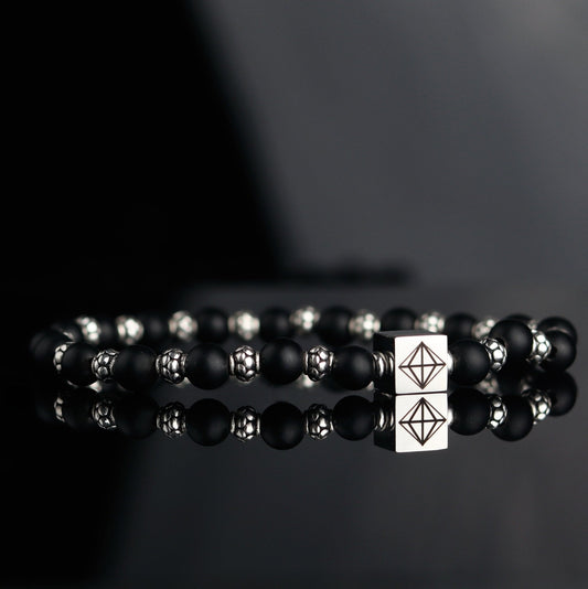 Silver Frosted Onyx Bracelet - Parat Marbella