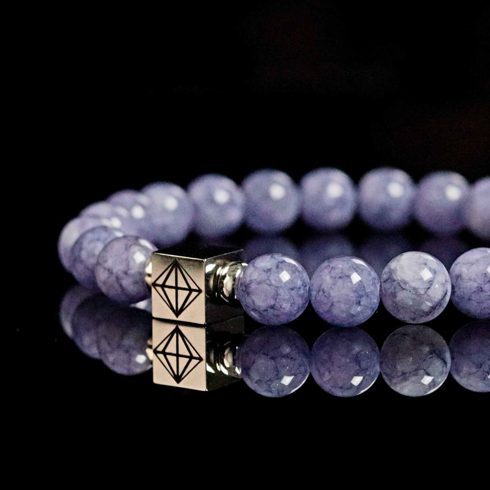 Close-up Angelite beads 8mm - natural celestial blue stone