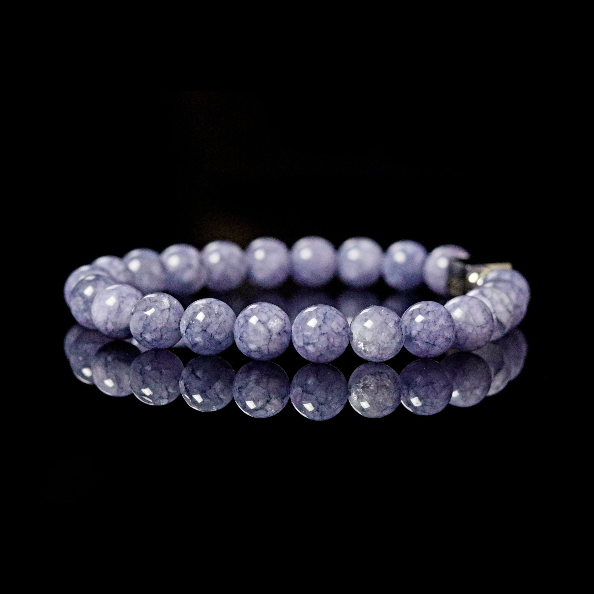 Angelite 8mm bracelet reflection - rare blue gemstone jewelry Spain