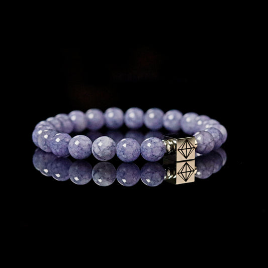 Premium Angelite 8mm bracelet sterling silver men - stone of angels PARAT Marbella