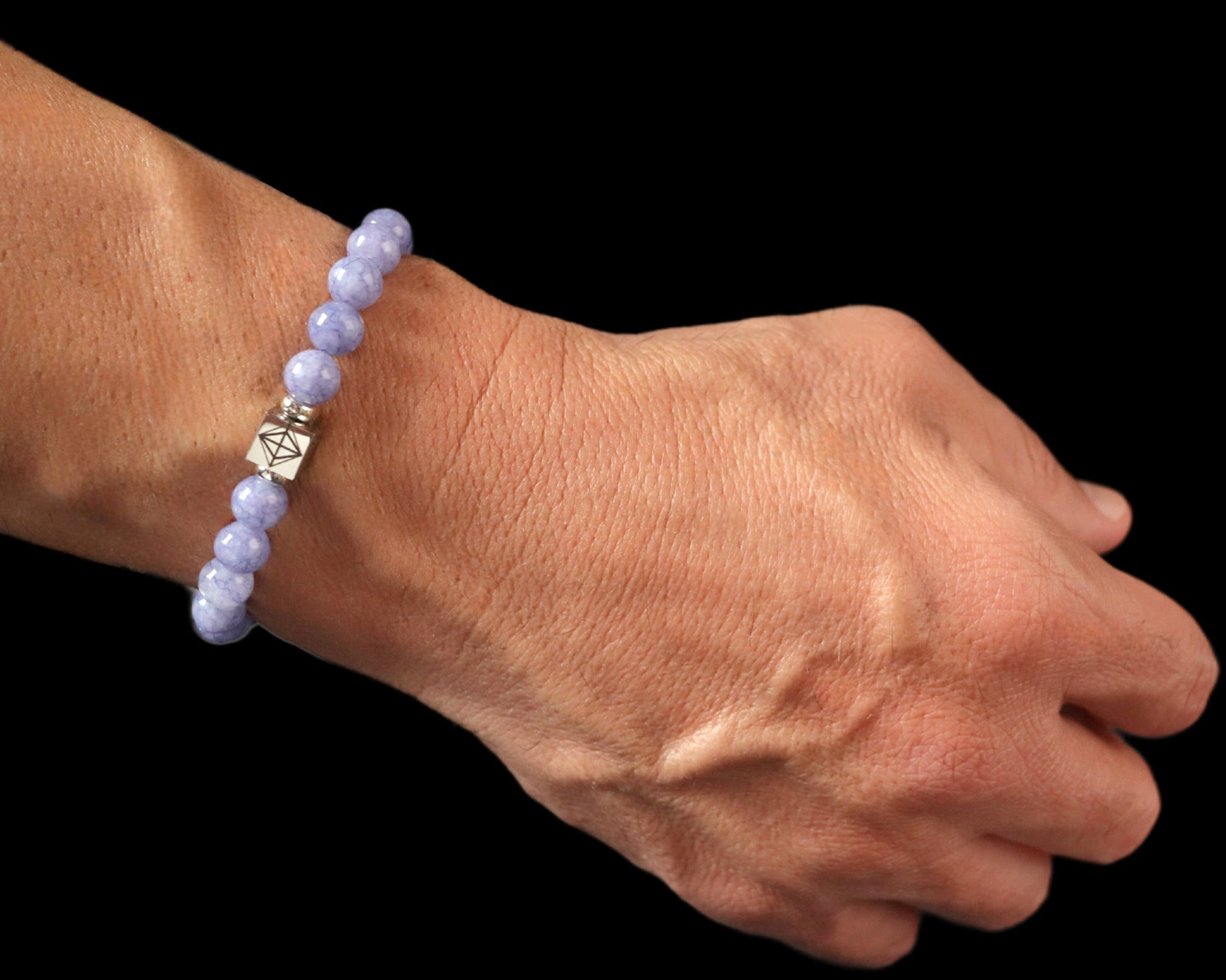Angelite sterling silver bracelet hand - angel stone jewelry