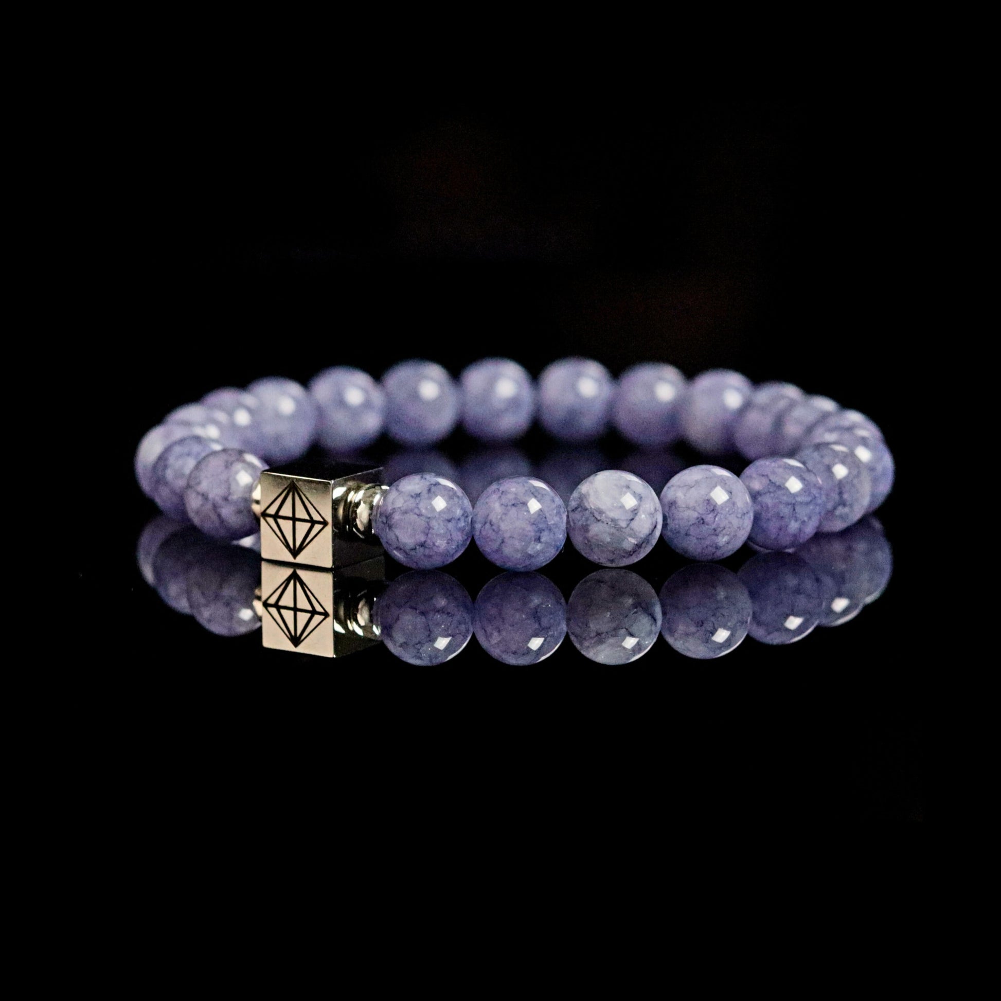 Sterling silver PARAT cube detail on Angelite angel communication bracelet