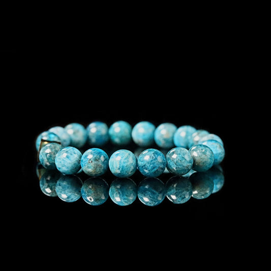 Apatite bold statement bracelet 10mm - vibrant turquoise gemstone gold