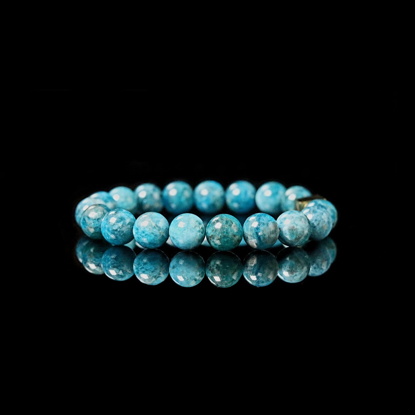 Apatite turquoise blue bracelet reflection - statement 10mm luxury jewelry