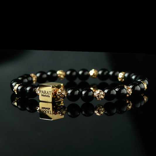 Black Tourmaline Bracelet (Gold Accents) - Parat Marbella