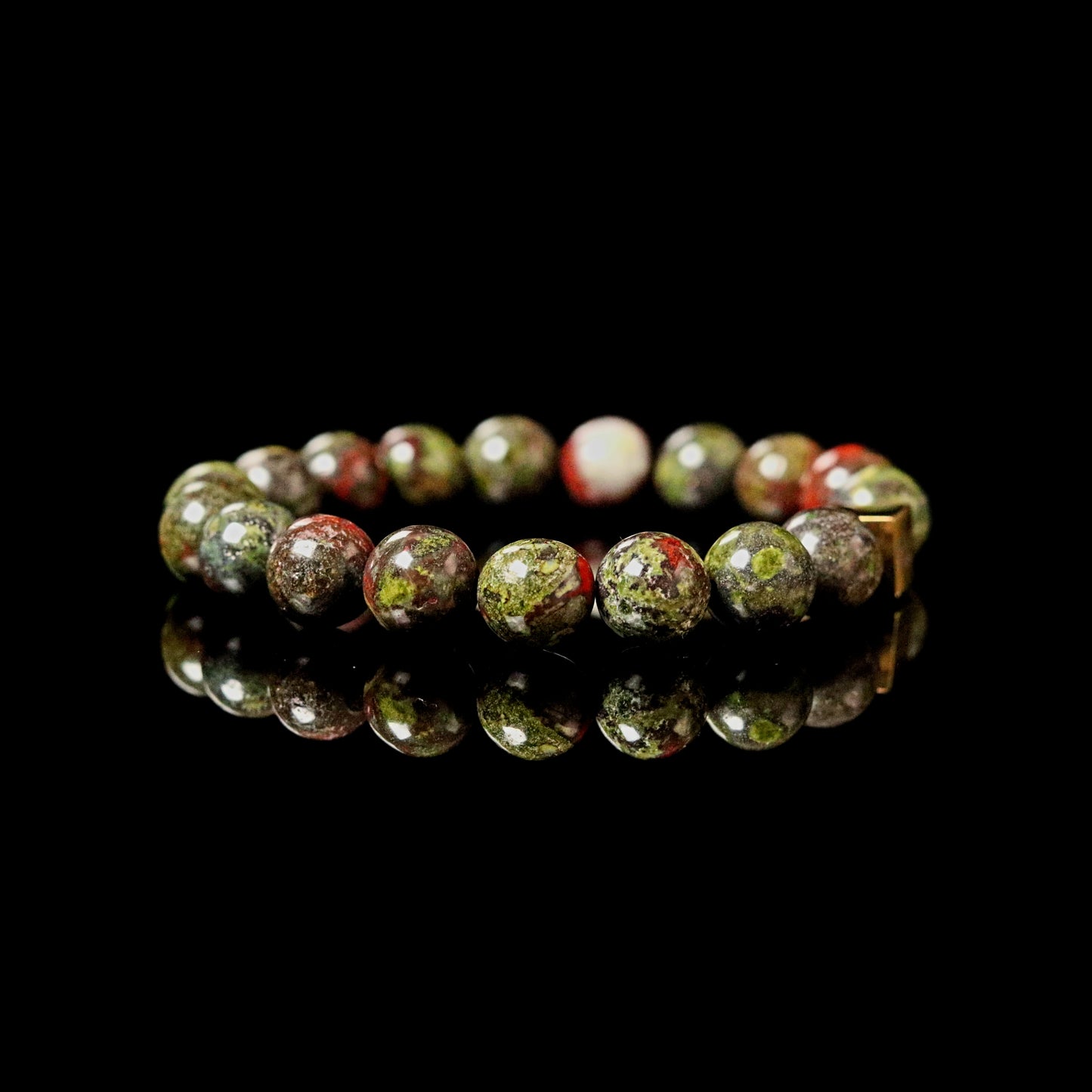 Bloodstone 10mm green with red spots natural patterns - ancient warrior stone bracelet men