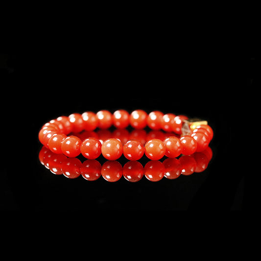 Premium Czech Carnelian 8mm bracelet 14K gold men - stone of vitality PARAT Marbella