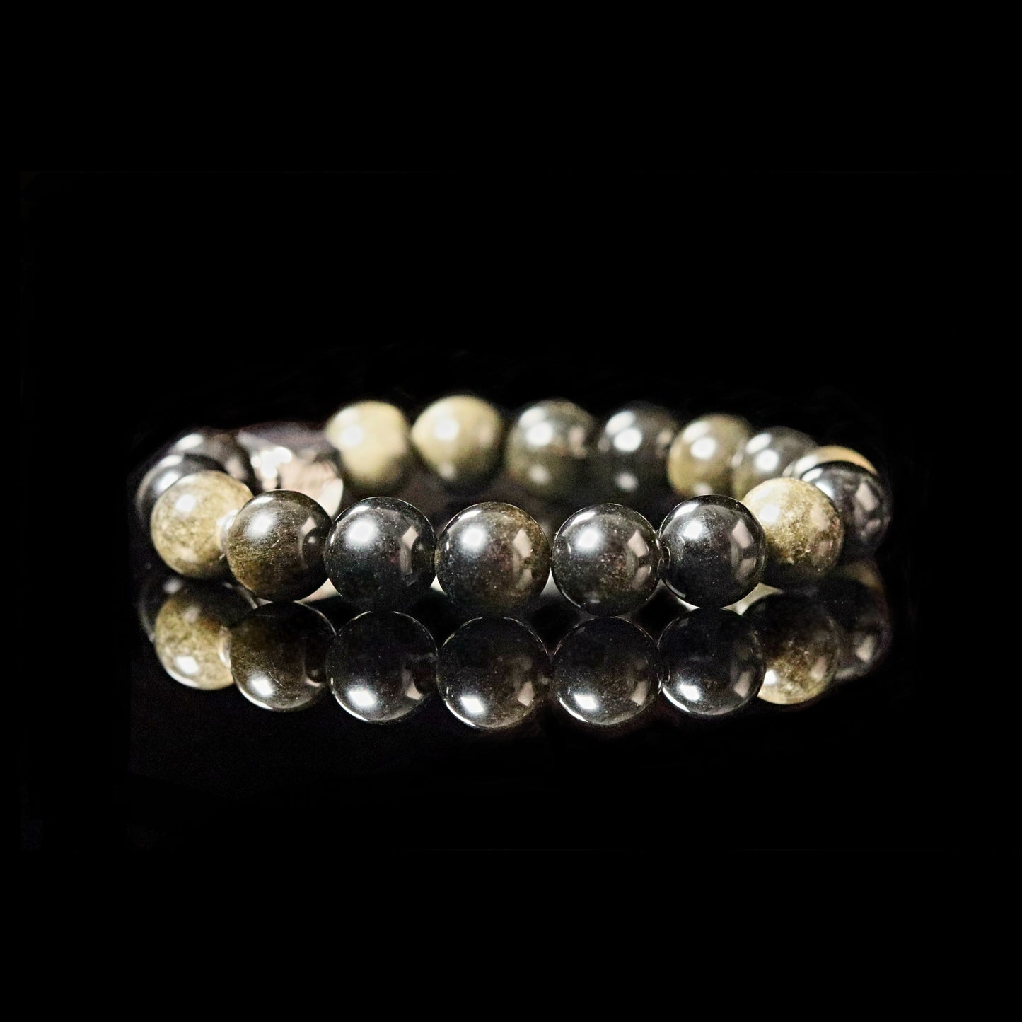 Golden Sheen Obsidian black with gold shimmer reflection - volcanic glass statement jewelry