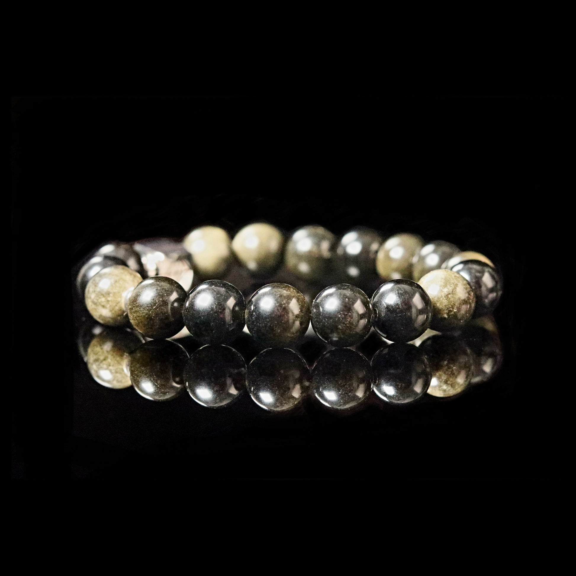 Golden Sheen Obsidian black with gold shimmer reflection - volcanic glass statement jewelry