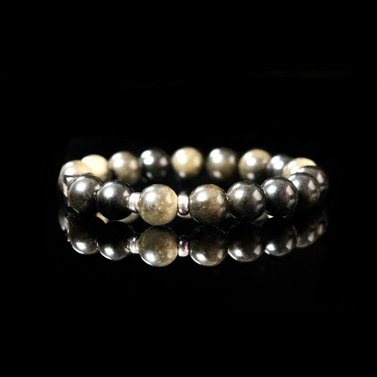 Golden Sheen Obsidian black with gold shimmer reflection - volcanic glass statement jewelry