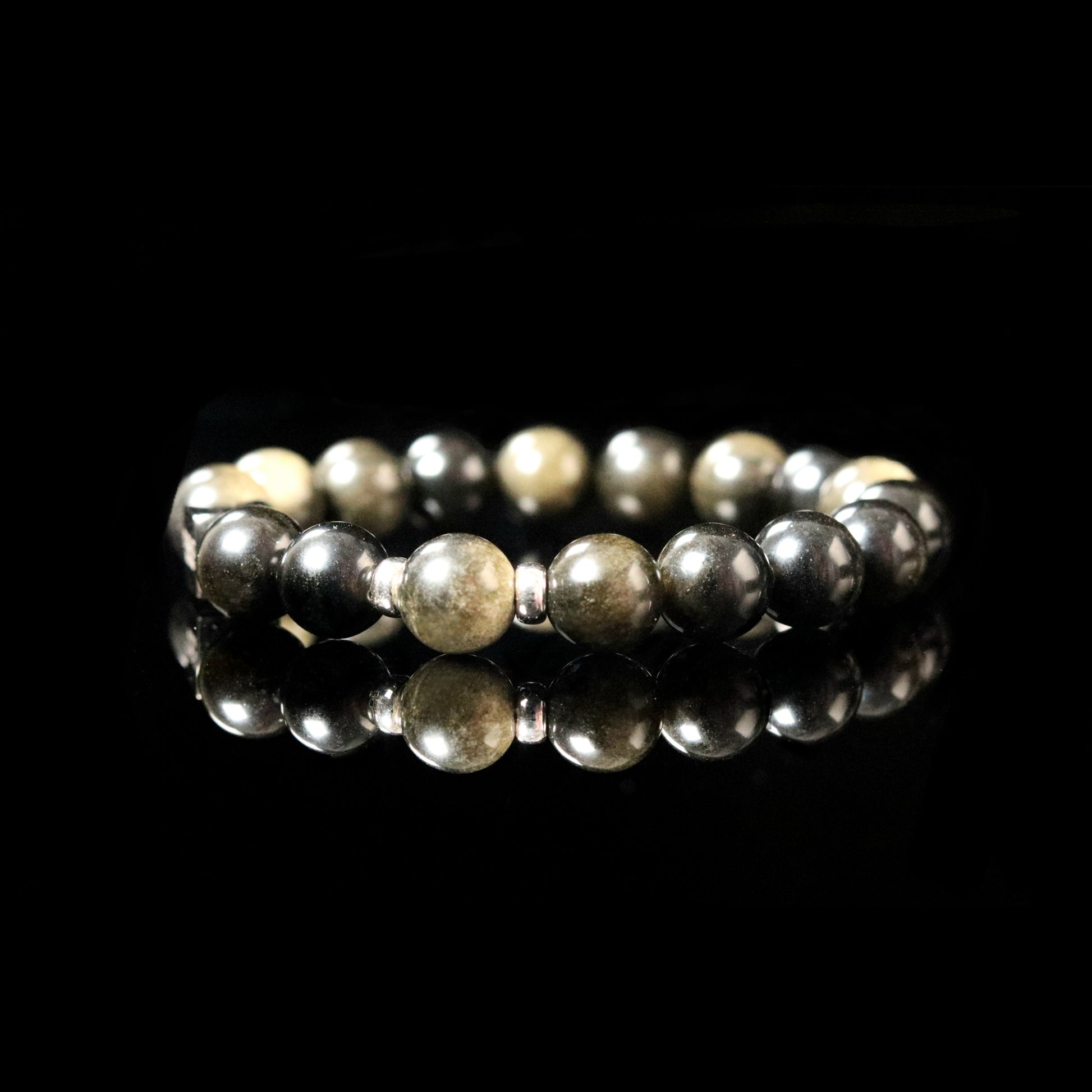 Golden Sheen Obsidian black with gold shimmer reflection - volcanic glass statement jewelry