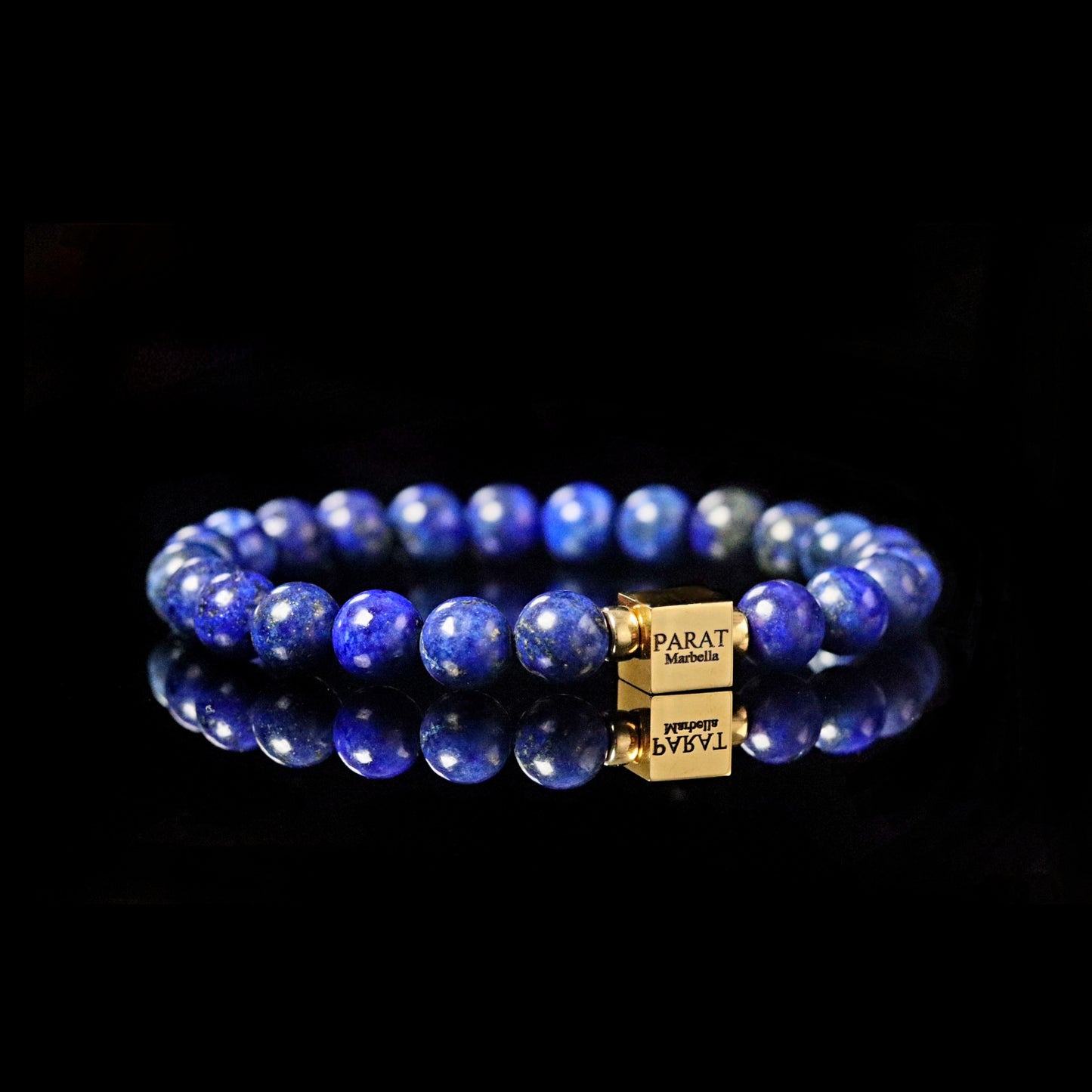 Premium Lapis Lazuli 8mm bracelet with 14K gold for men - handcrafted by PARAT Marbella