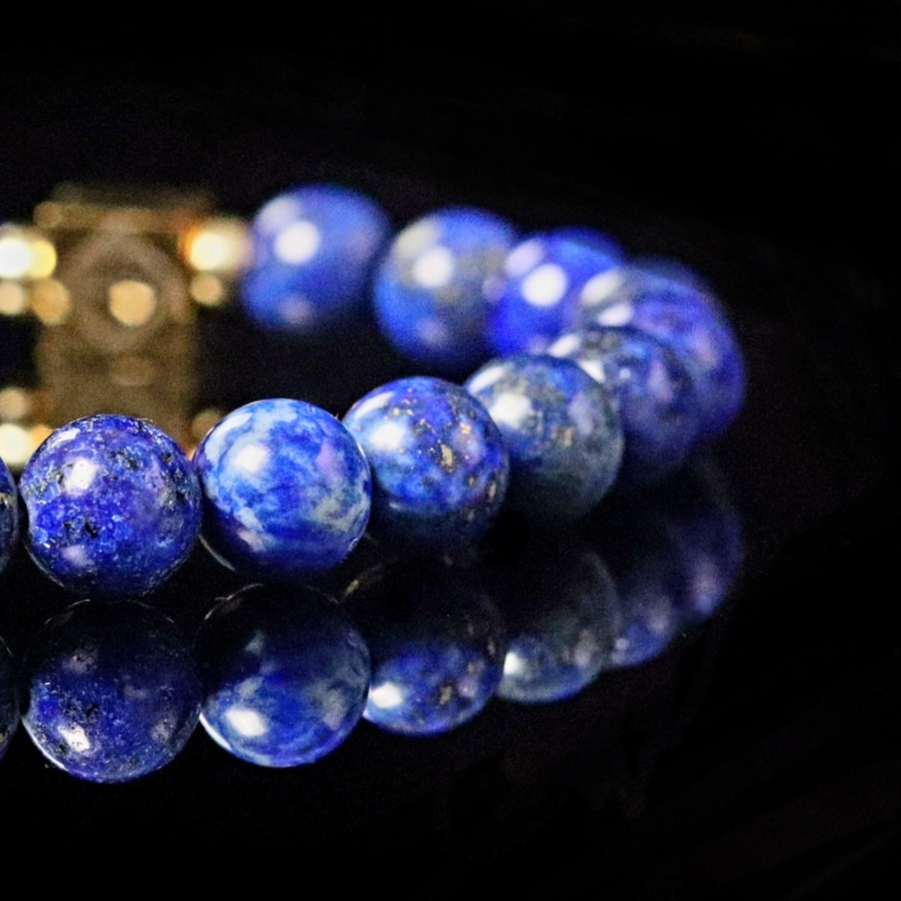 Premium presentation Lapis Lazuli 14K gold bracelet for men