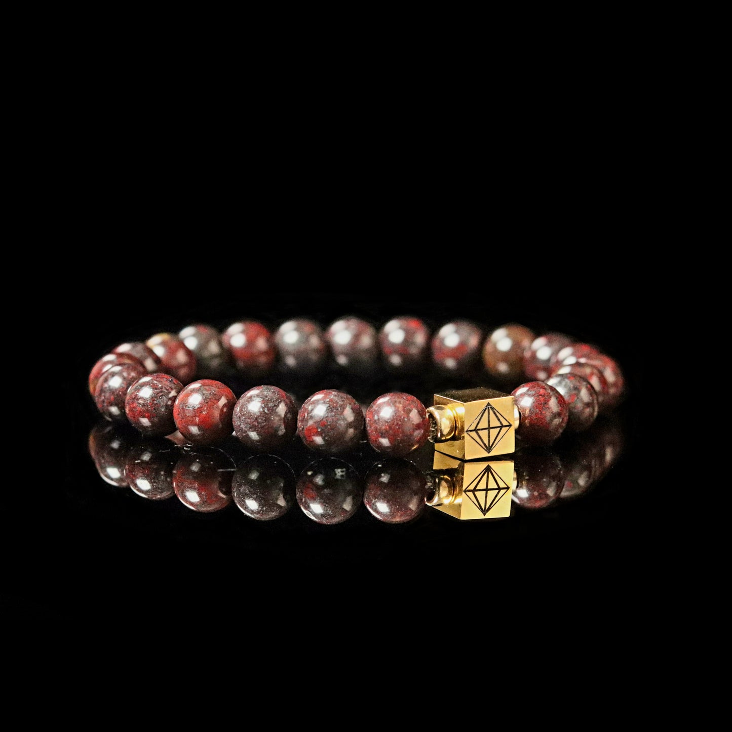 Premium rare Almandine Garnet 8mm bracelet 14K gold men - stone of passion PARAT Marbella