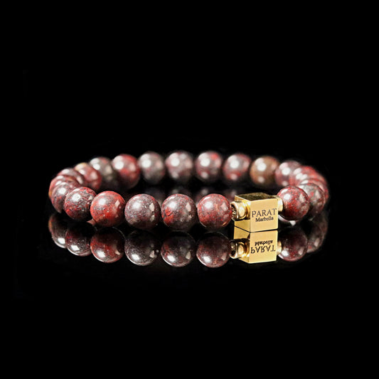 Premium rare Almandine Garnet 8mm bracelet 14K gold men - stone of passion PARAT Marbella