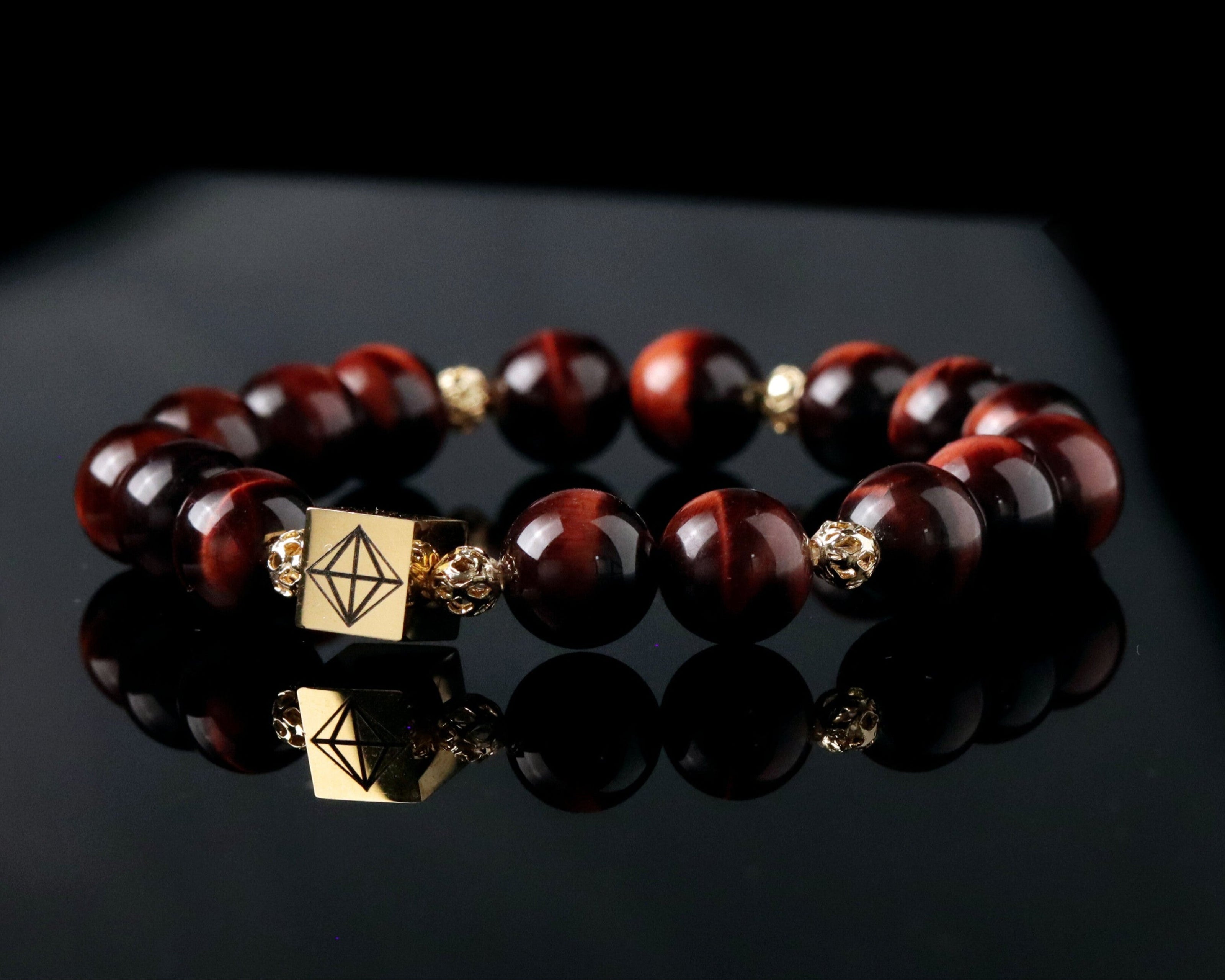 Red Tiger Eye Bracelet (14K Gold) men luxury bracelet Parat Marbella