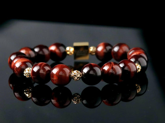 Red Tiger Eye Bracelet (14K Gold) - Parat Marbella