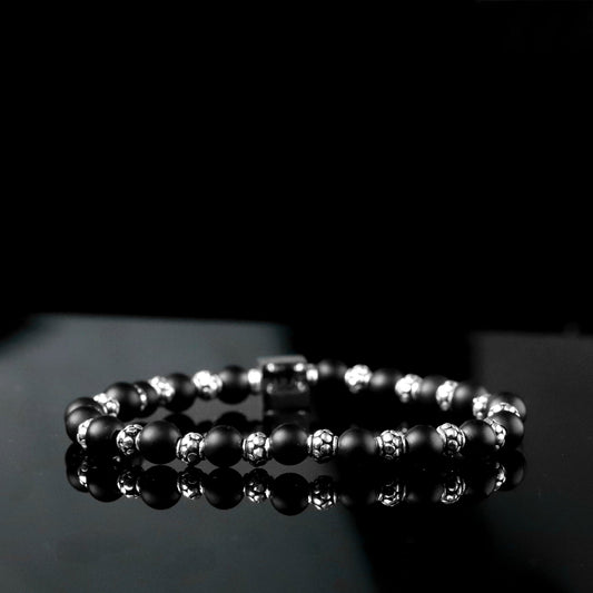 Silver Frosted Onyx Bracelet - Parat Marbella