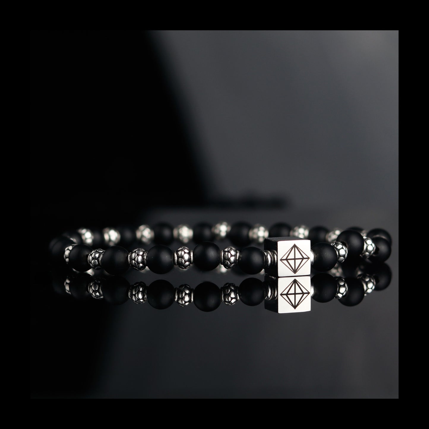 Silver Frosted Onyx Bracelet - Parat Marbella