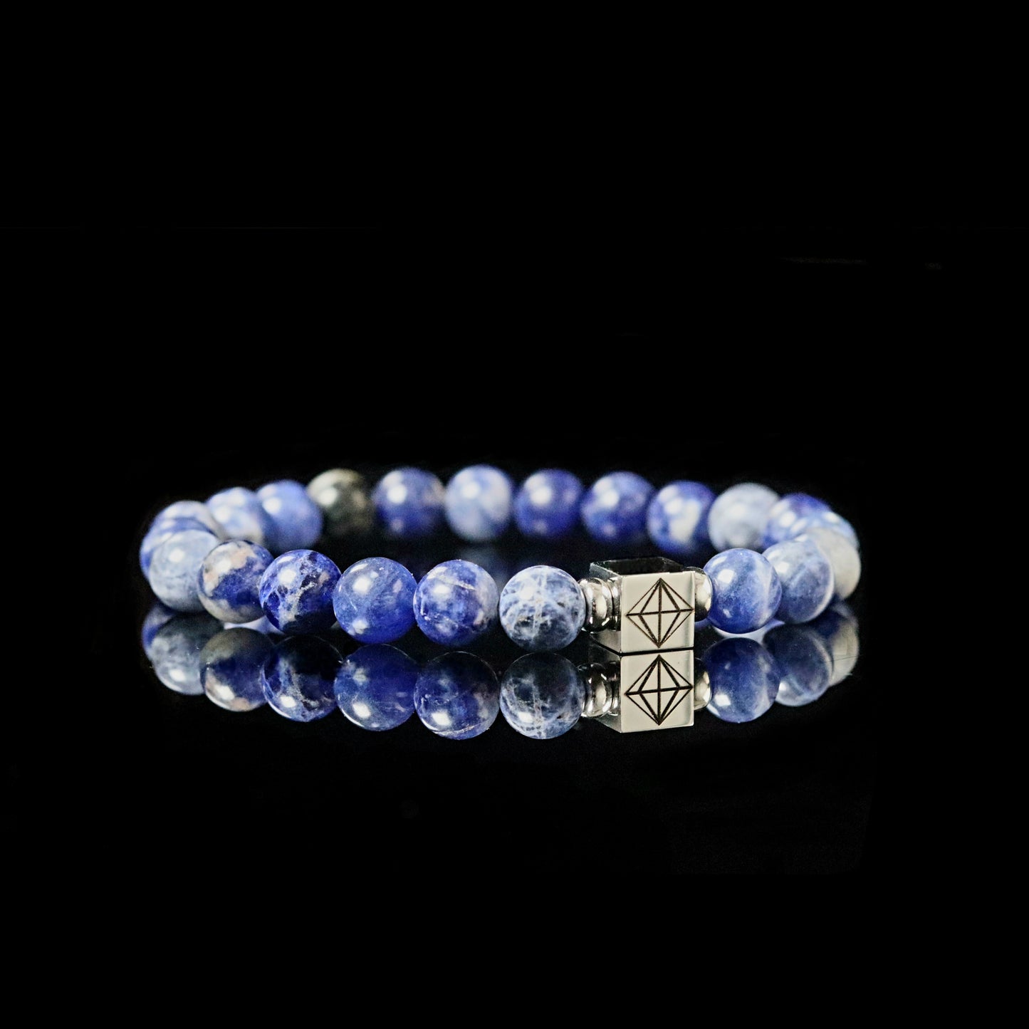 Premium Sodalite 8mm bracelet sterling silver men - stone of logic PARAT Marbella