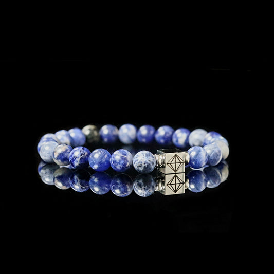 Premium Sodalite 8mm bracelet sterling silver men - stone of logic PARAT Marbella